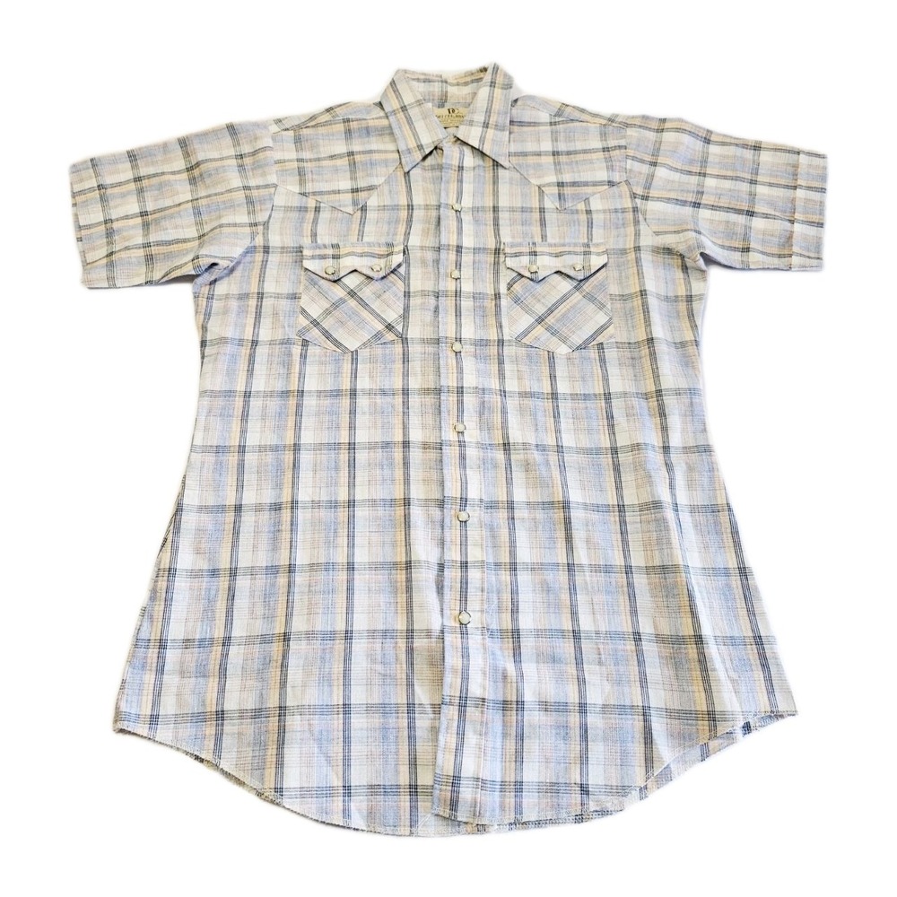 Western Shirt Pearl Snap Dee Cee Brand Vtg Y2K Mens 15.5  Plaid Short Sleeved